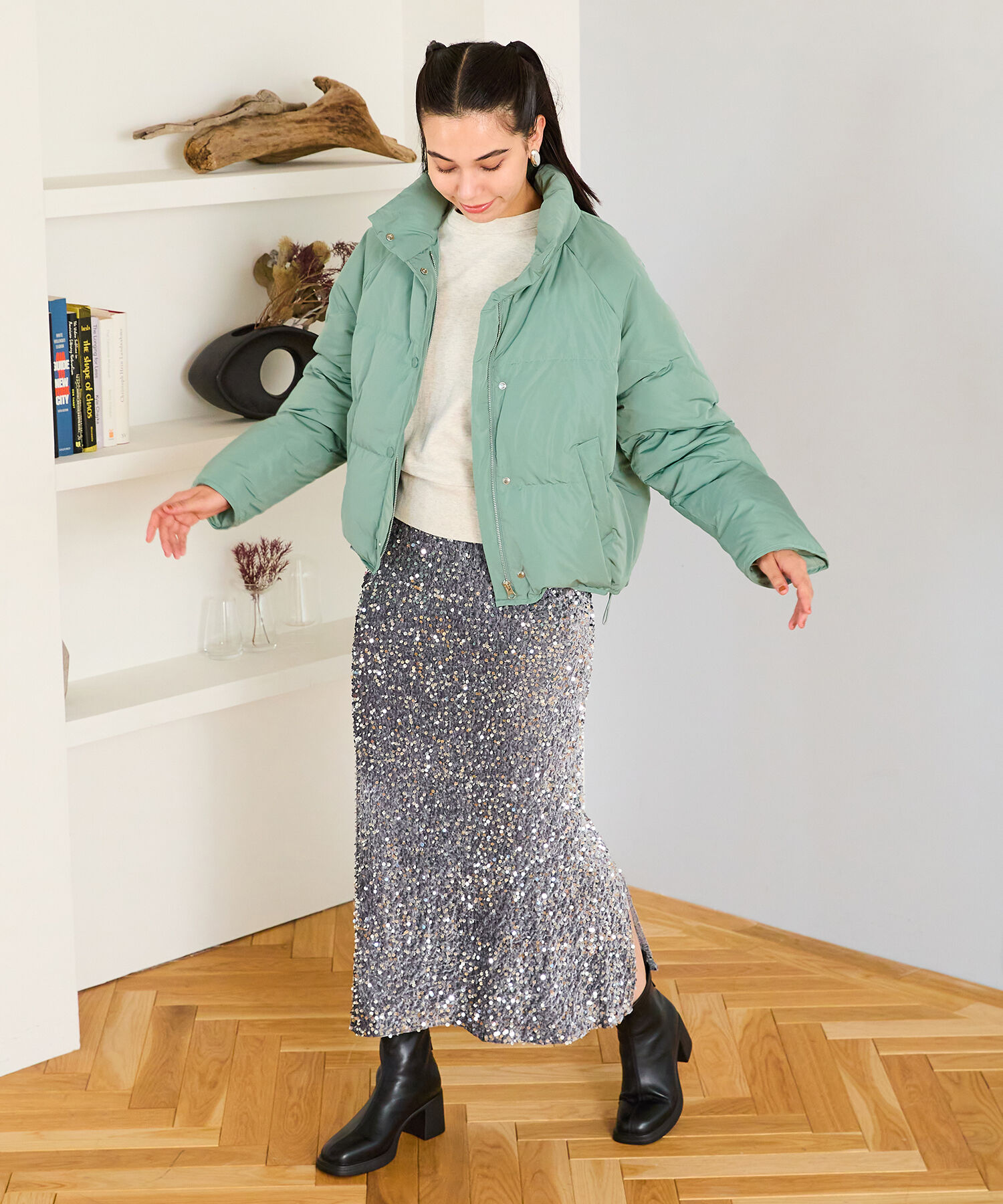 ORiental TRaffic「●2024秋冬新作●スタンドネックショートダウンジャケット/MO43D02」|ダウン|