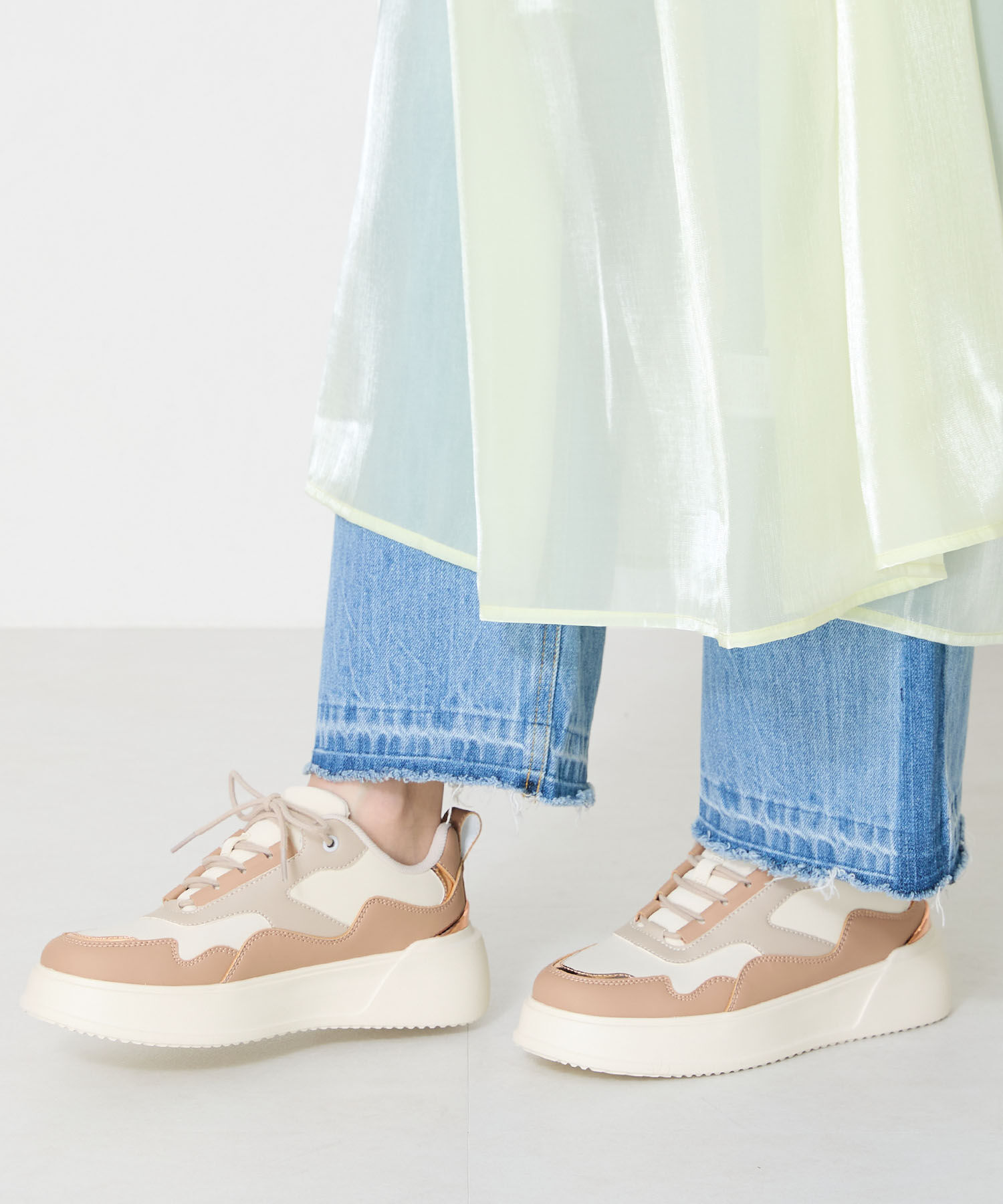 ORiental TRaffic「●2025春夏新作●配色コートソールスニーカー/OT3756 スニーカー トレンド 人気 売れてる」|スニーカー|