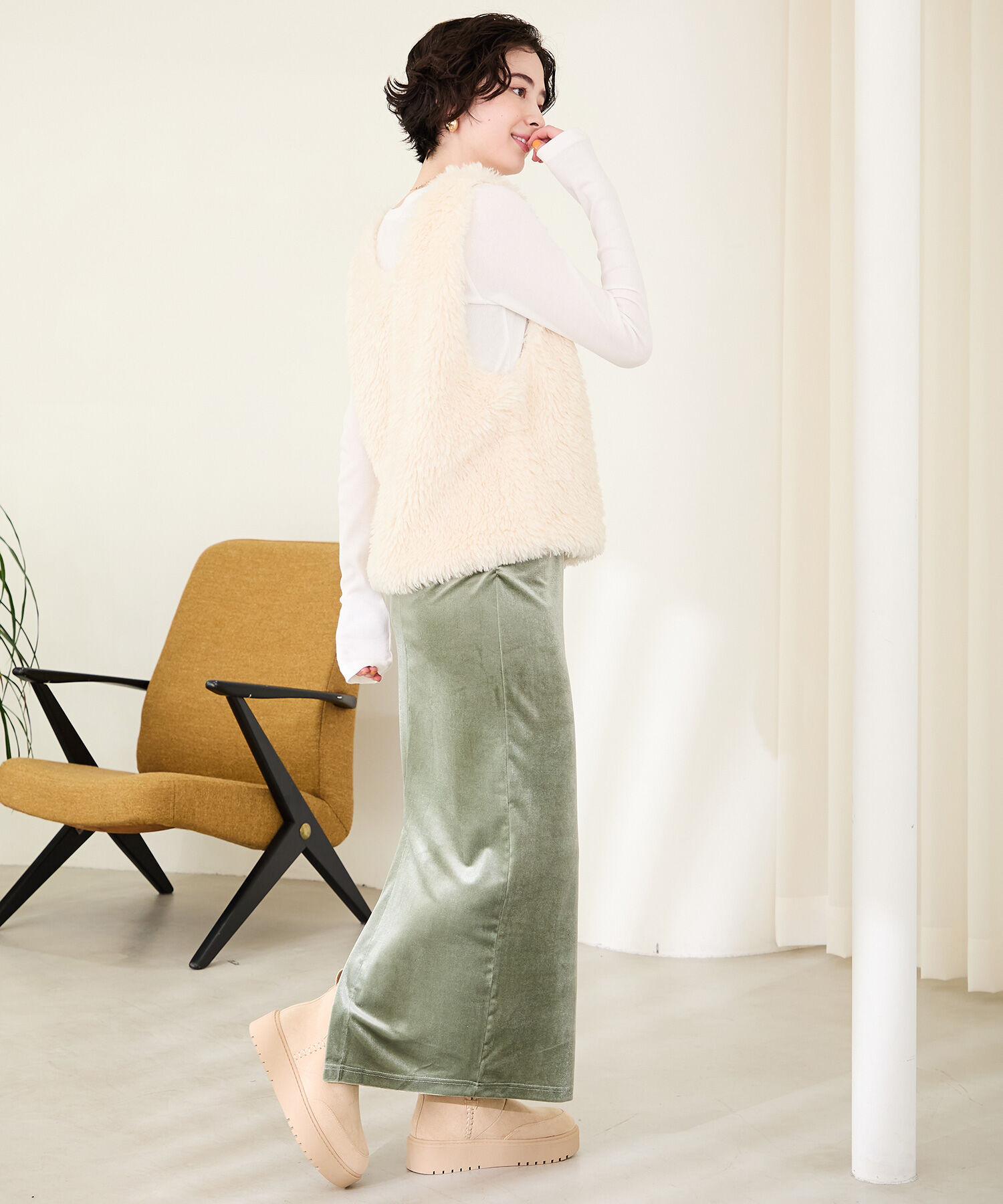 ORiental TRaffic「●2025秋冬新作● サイドスリット 厚底 ムートン ショートブーツ /51425 折っても使える2way使用！」|ショートブーツ|