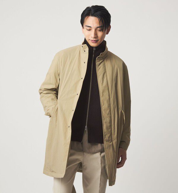 UNITED ARROWS green label relaxing「A+ ナイロン パデット モッズ スタンド コート -撥水・保温-」|ミリタリー・モッズコート|BEIGE