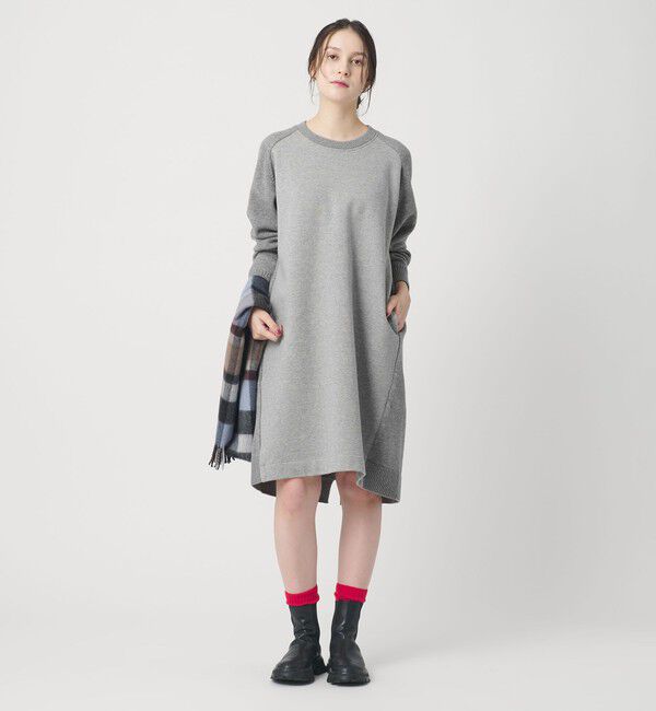 BEAUTY&YOUTH UNITED ARROWS「【WEB限定】スウェット&times;ニット コンビワンピース ウォッシャブル」|ワンピース|MD.GRAY