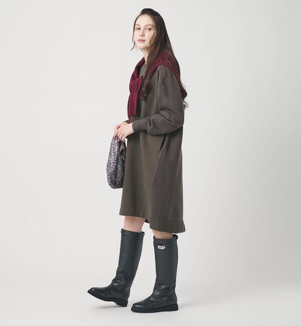 BEAUTY&YOUTH UNITED ARROWS「【WEB限定】スウェット&times;ニット コンビワンピース ウォッシャブル」|ワンピース|DK.GRAY