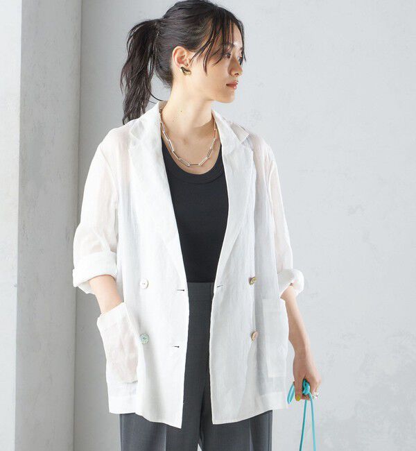 SHIPS for women「〈手洗い可能〉ラミー シアー ジャケット」|テーラードジャケット|