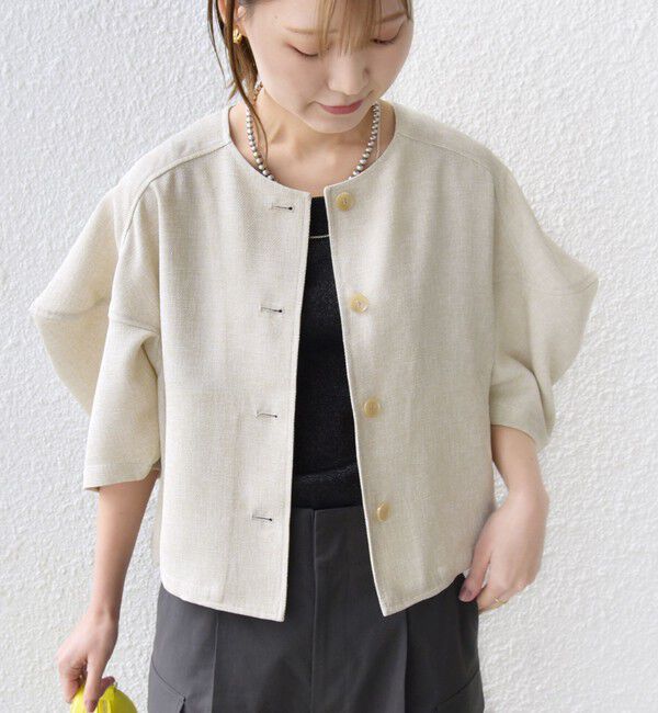 SHIPS for women「【WEB限定】〈洗濯機可能〉リネンライク ランタン袖 ジャケット」|シャツ・ブラウス|