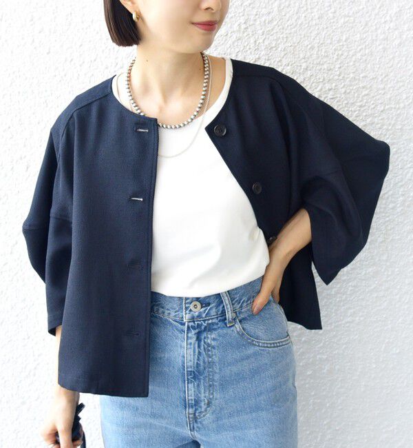 SHIPS for women「【WEB限定】〈洗濯機可能〉リネンライク ランタン袖 ジャケット」|シャツ・ブラウス|