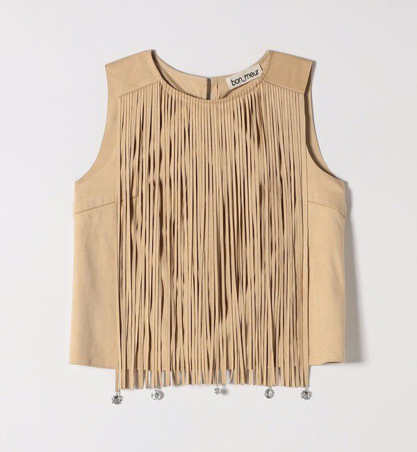 SHIPS any「bon_meur:〈手洗い可能〉フリンジ チャーム ノースリーブ プルオーバー」|ベスト・ジレ|