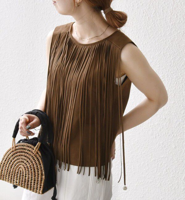 SHIPS any「bon_meur:〈手洗い可能〉フリンジ チャーム ノースリーブ プルオーバー」|ベスト・ジレ|