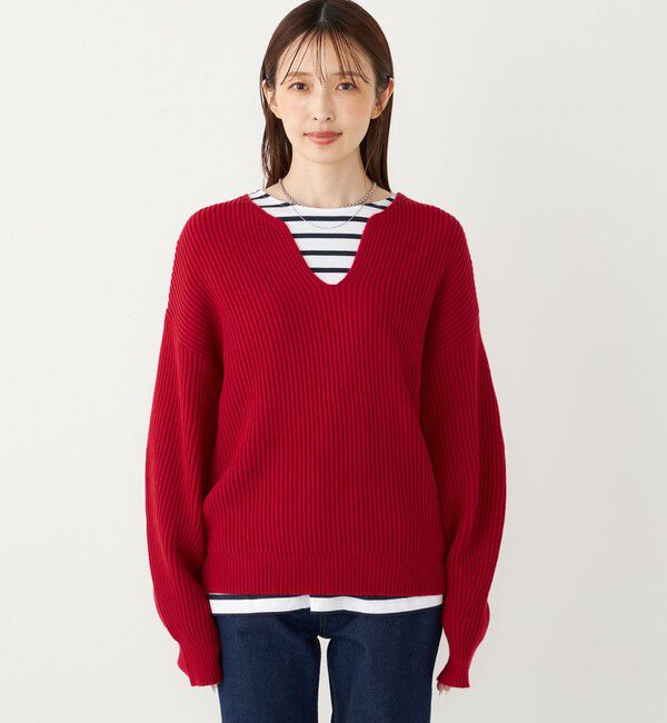 SHIPS Colors 「SHIPS Colors:〈手洗い可能〉畦 スキッパー ニット◇」|ニット・セーター|