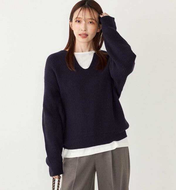 SHIPS Colors 「SHIPS Colors:〈手洗い可能〉畦 スキッパー ニット◇」|ニット・セーター|