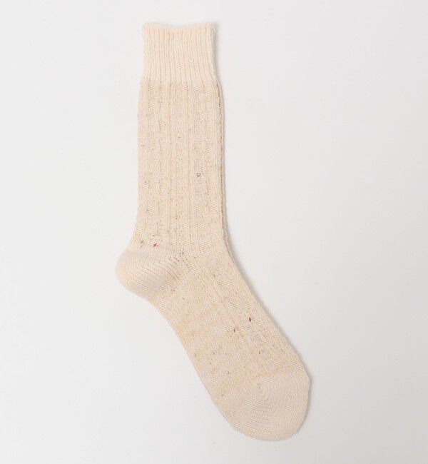 SHIPS「ANONYMOUS: BOUCLE NEP CABLE CREW」|ソックス|オフホワイト