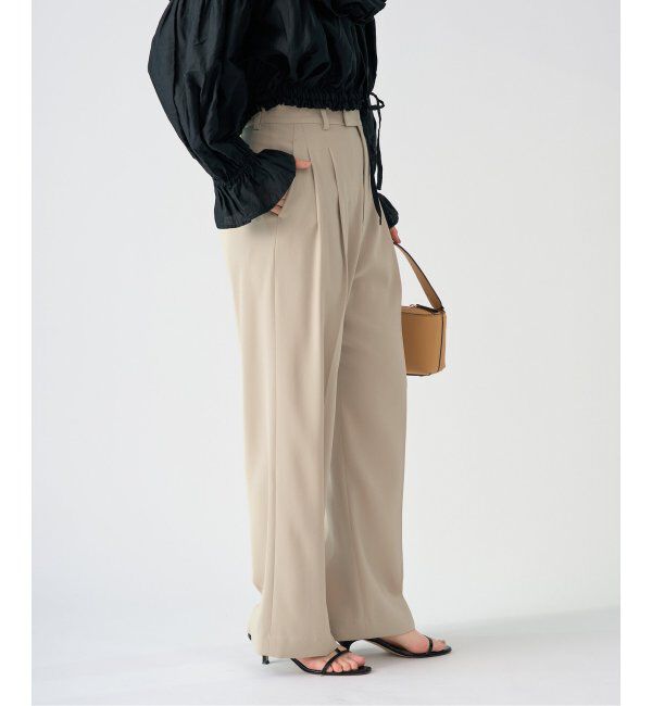 IENA「《追加2》TA/PL ジョーゼットタックワイドパンツ」|スラックス|