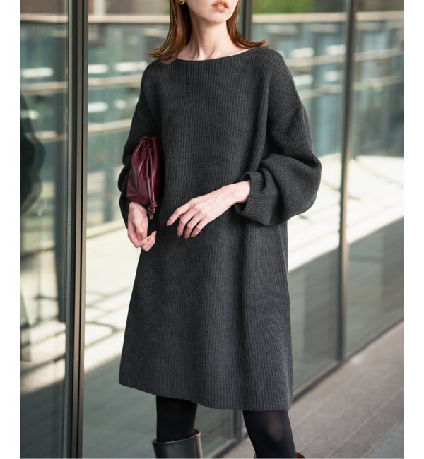 SLOBE IENA「《WEB限定/追加》ファインウールニットミニワンピース」|ワンピース|グレー