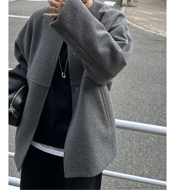 JOURNAL STANDARD「《追加》スーパー140ビーバーノーカラーショートコート」|ノーカラーコート|