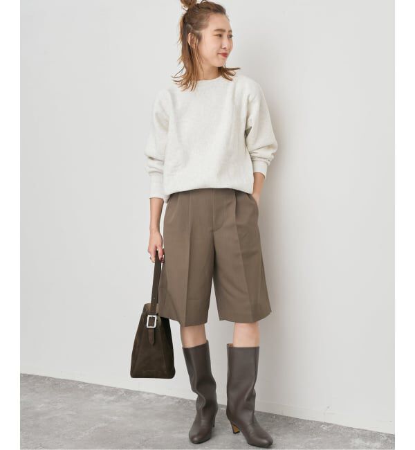 Spick and Span「ハイカウントプレーンハーフパンツ」|スラックス|