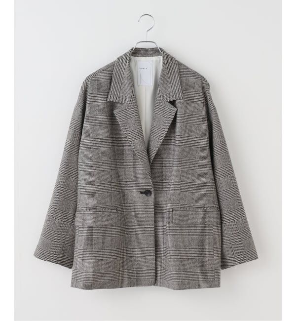 NOBLE「オーバーサイズチェックジャケット」|テーラードジャケット|グレーA