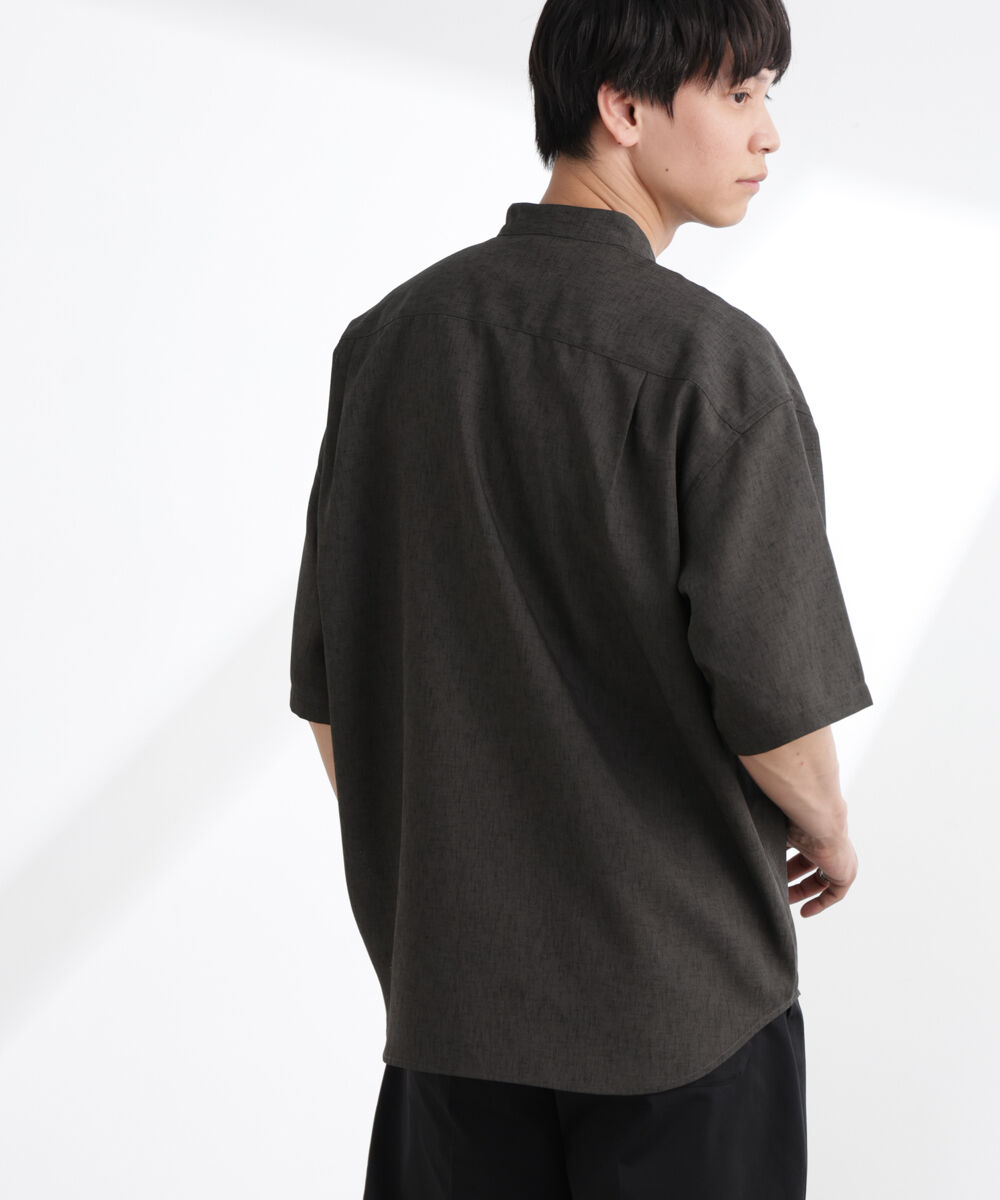 nano･universe「テックリネンバンドカラープルオーバーシャツ 半袖」|シャツ・ブラウス|