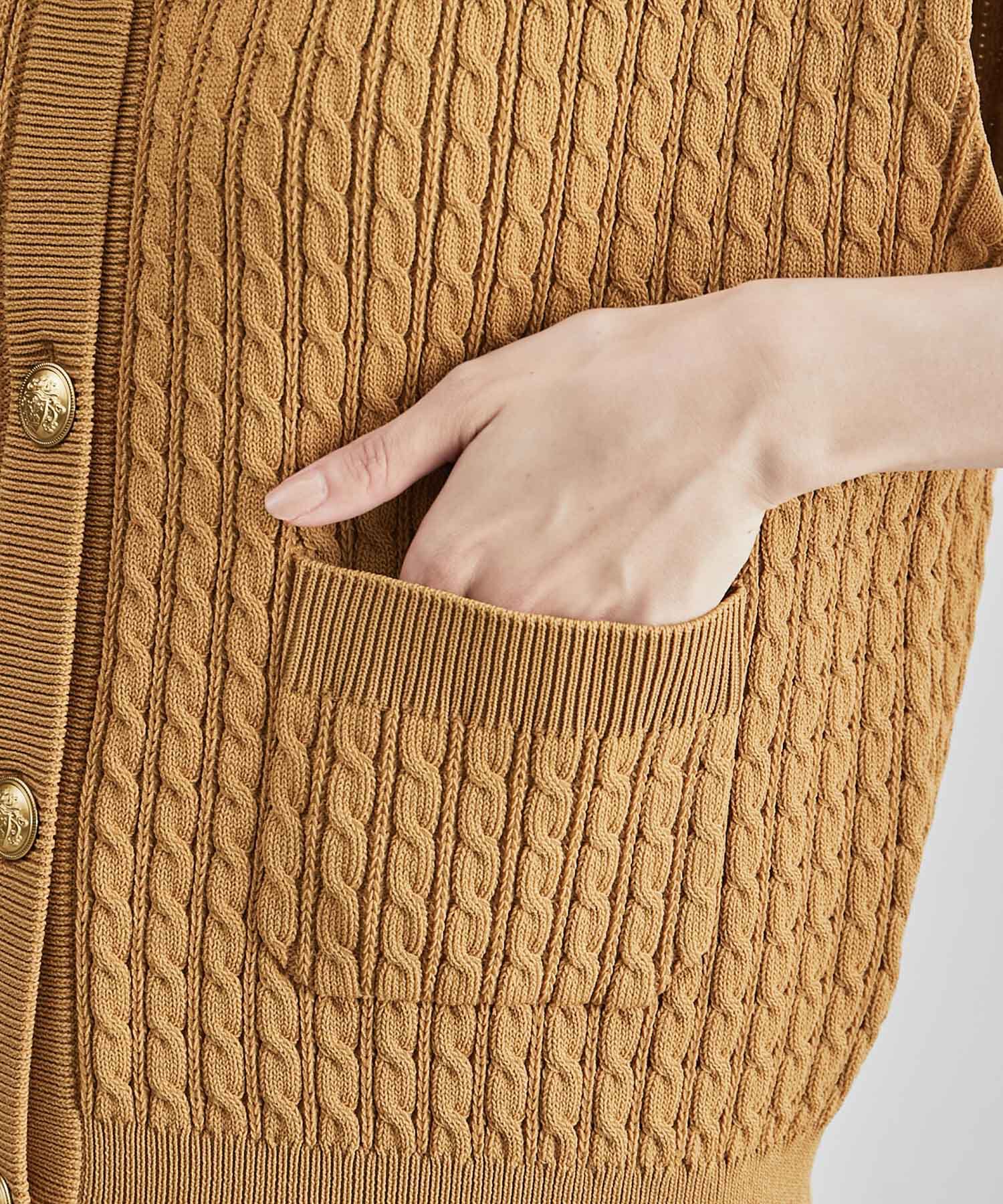 ROPE「メタルボタンケーブルニットベスト」|ベスト・ジレ|