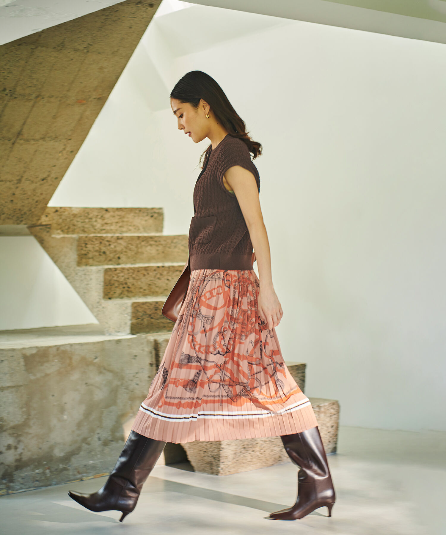 ROPE「メタルボタンケーブルニットベスト」|ベスト・ジレ|