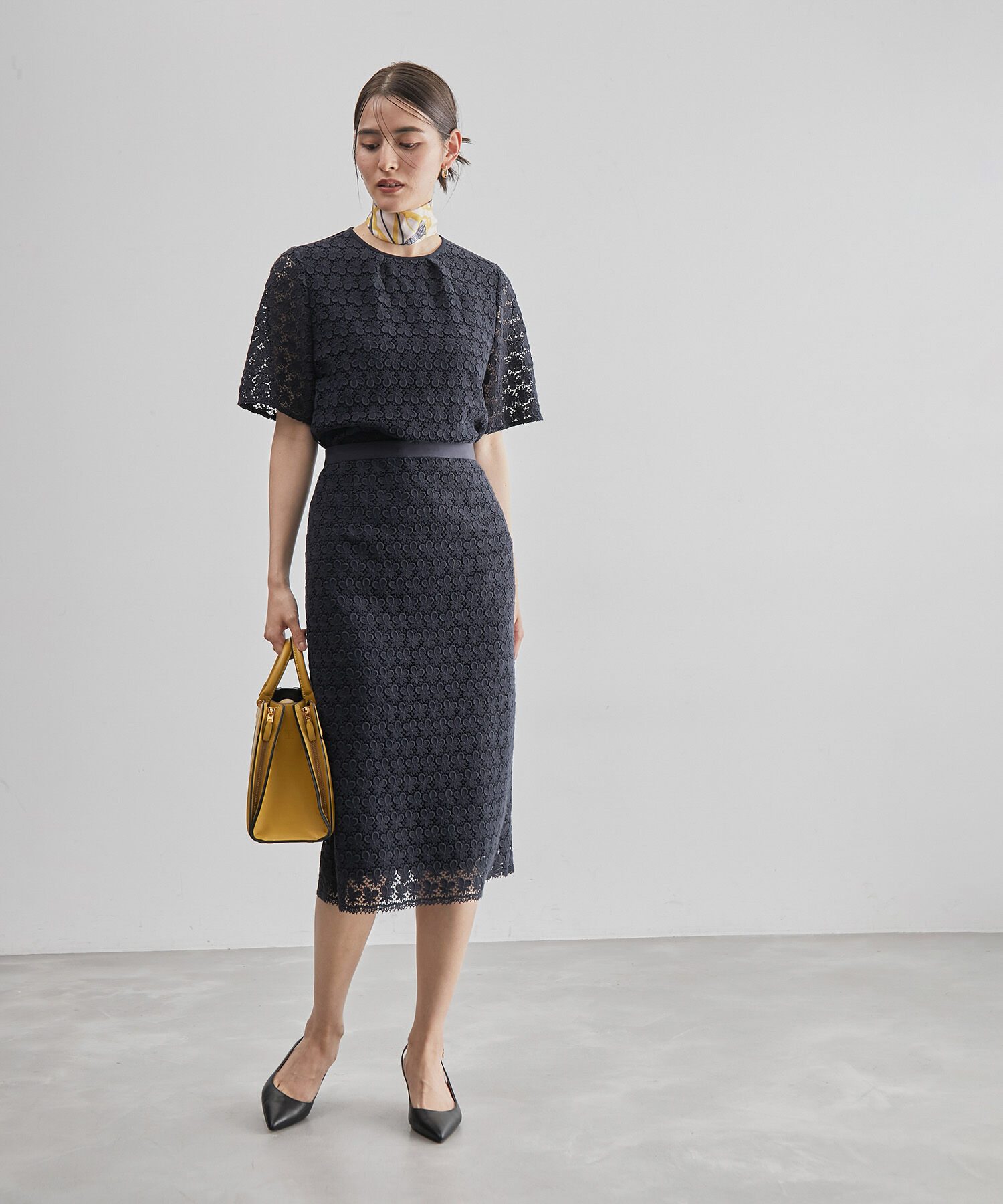 ROPE「コットンケミカルレースタイトスカート/セットアップ可能」|スカート|