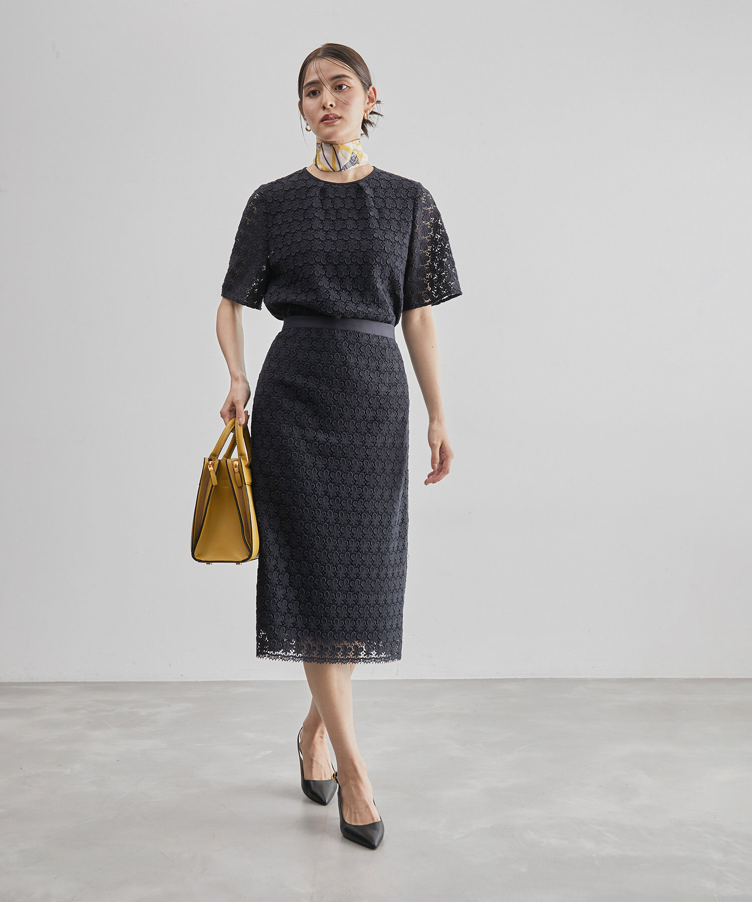 ROPE「コットンケミカルレースタイトスカート/セットアップ可能」|スカート|