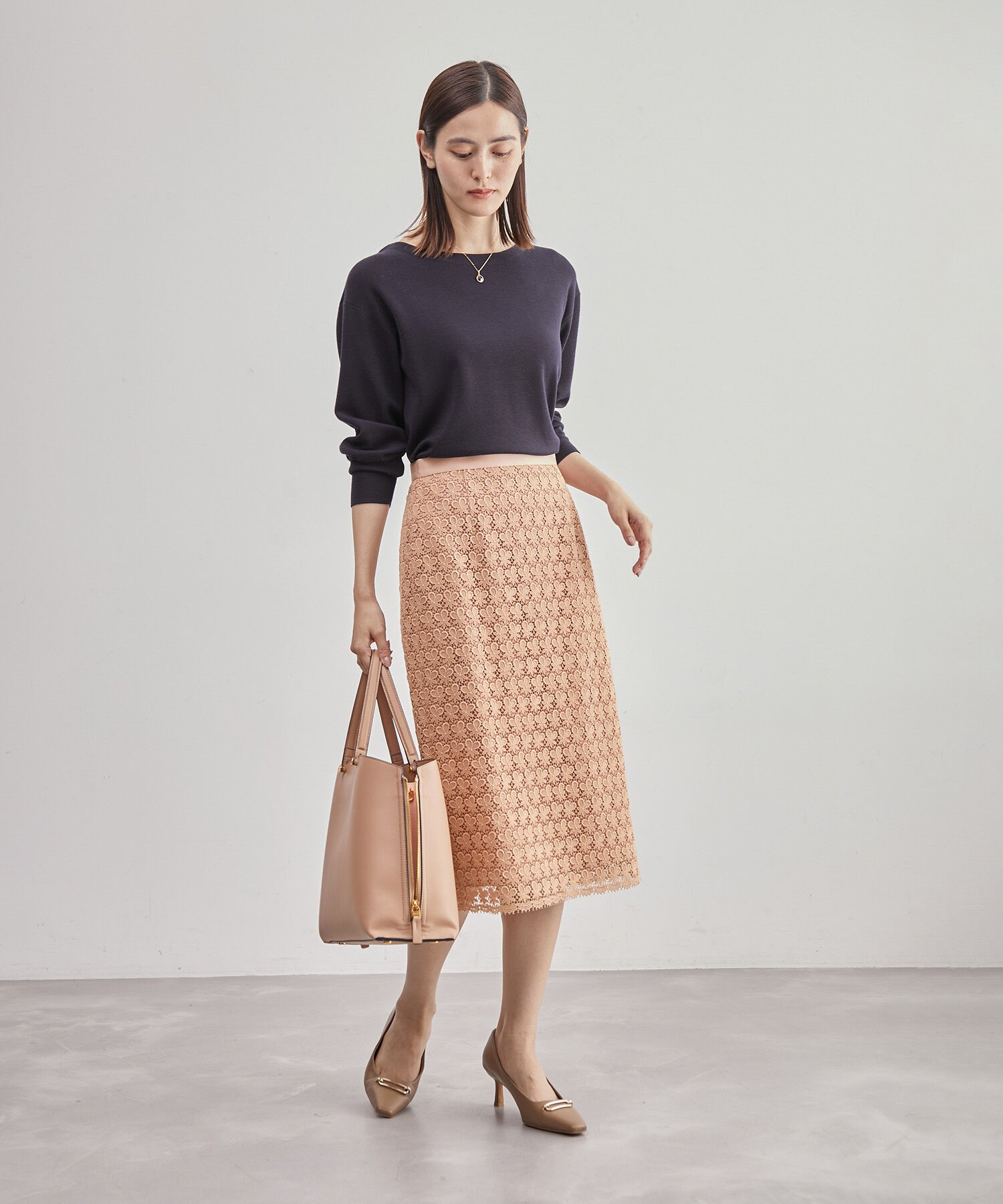 ROPE「コットンケミカルレースタイトスカート/セットアップ可能」|スカート|