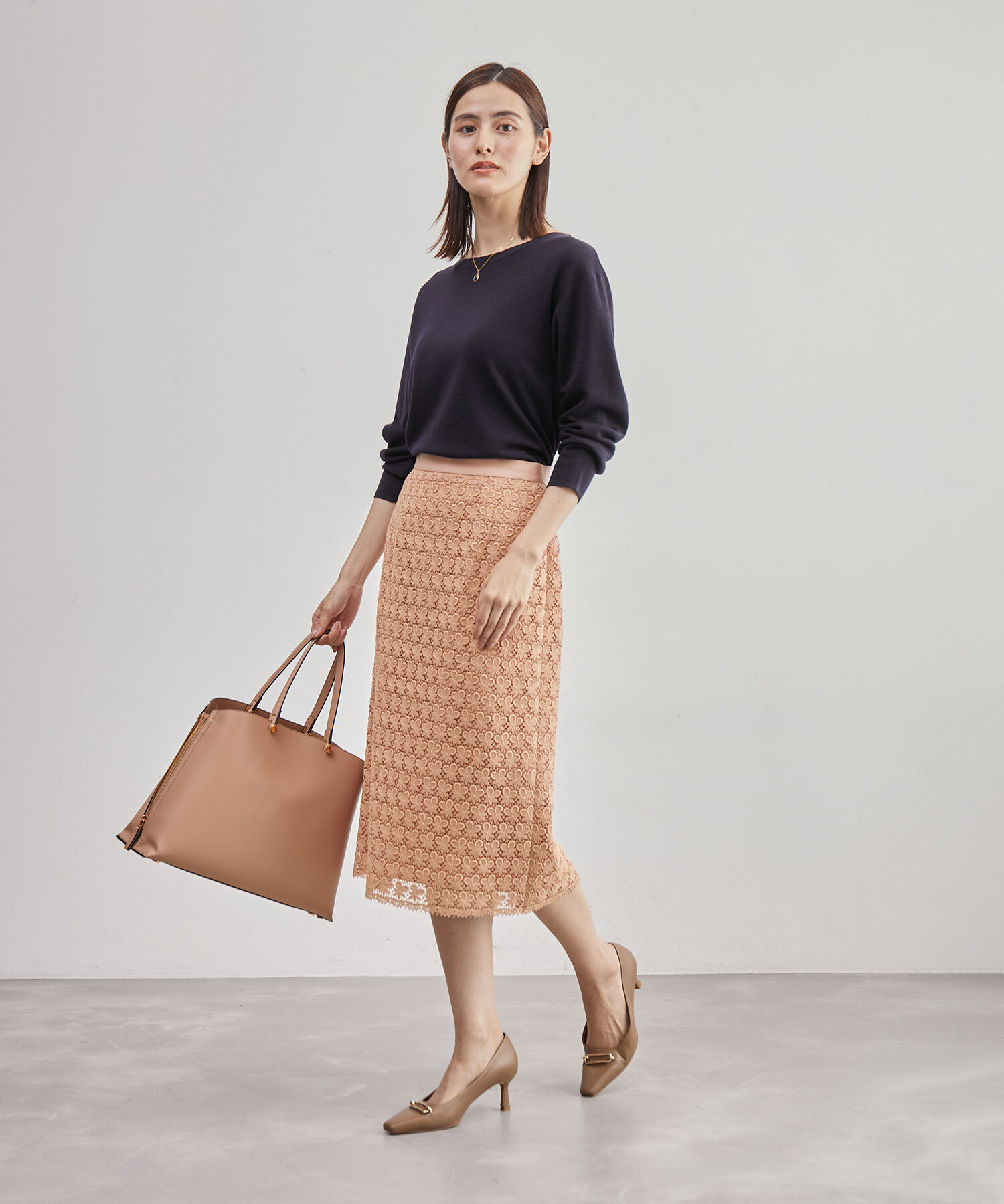 ROPE「コットンケミカルレースタイトスカート/セットアップ可能」|スカート|