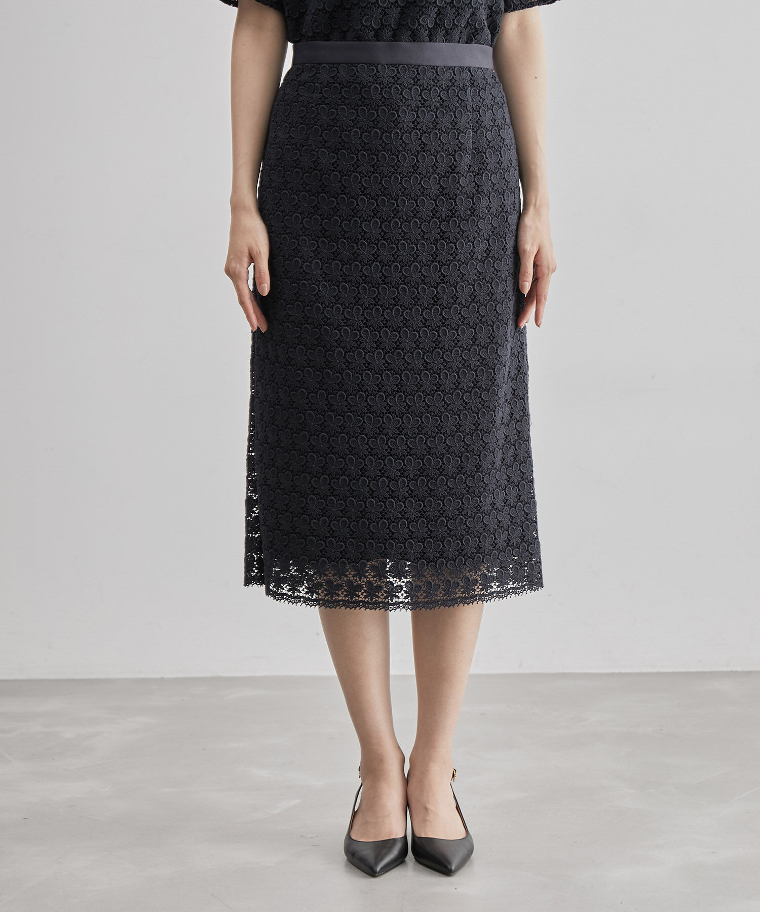 ROPE「コットンケミカルレースタイトスカート/セットアップ可能」|スカート|