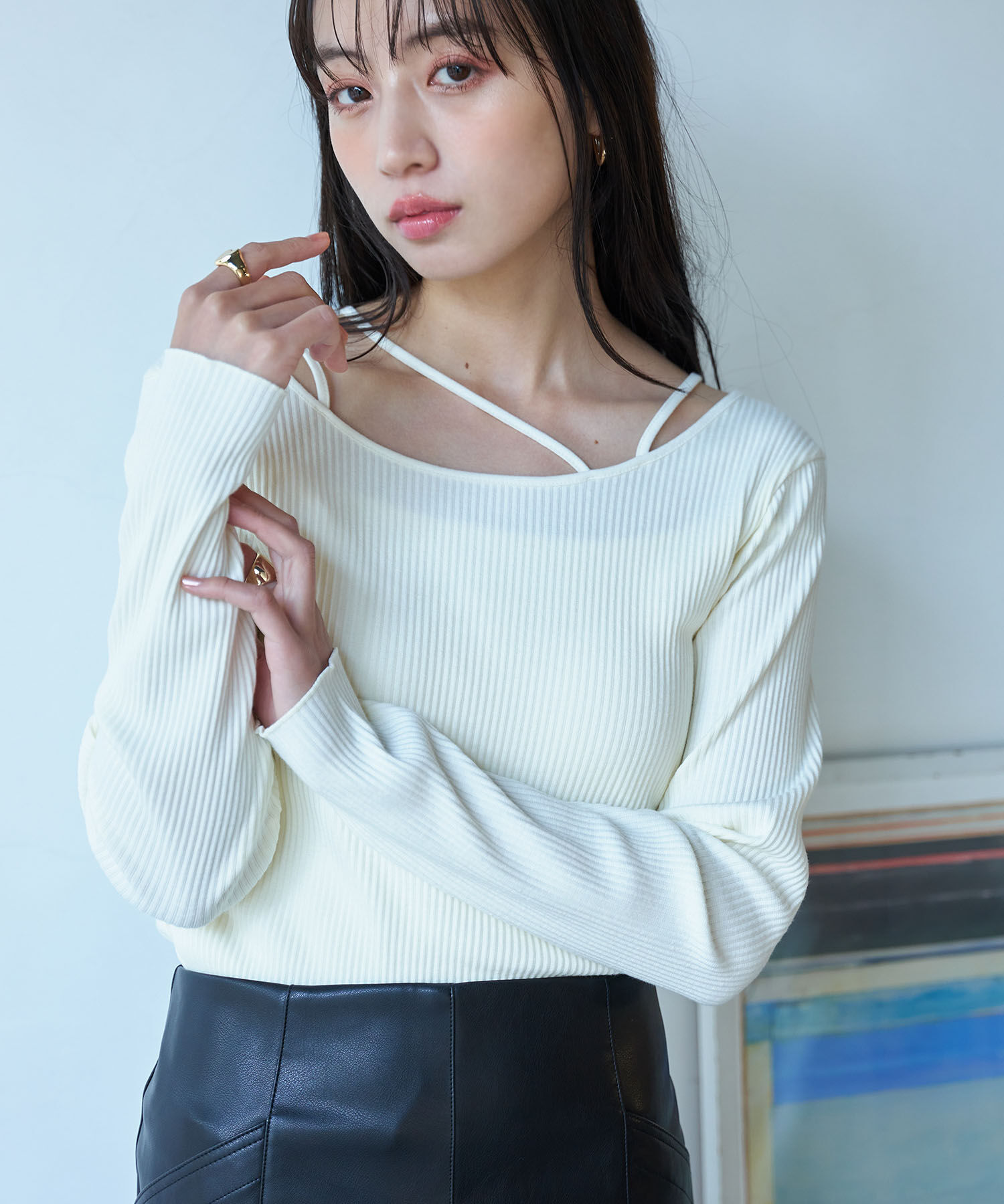 VIS「【2WAY】アシメストラップカットソー」|Tシャツ・カットソー|