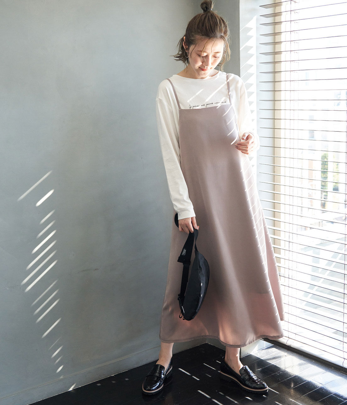 Rope&rsquo;Picnic「【WEB限定カラー:ピンク】微起毛エプロンキャミワンピース」|ワンピース|