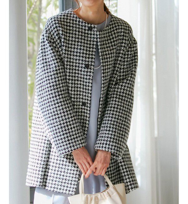 Rope&rsquo;Picnic「【WEB限定カラー:チェック】ハウンドトゥースツイードミディ丈Aラインコート」|その他|クロメイン