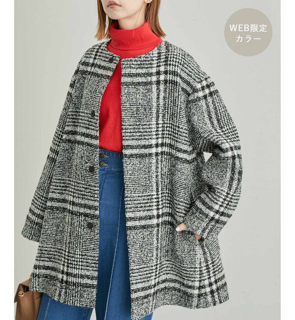 Rope&rsquo;Picnic「【WEB限定カラー:チェック】ハウンドトゥースツイードミディ丈Aラインコート」|その他|クロサブ