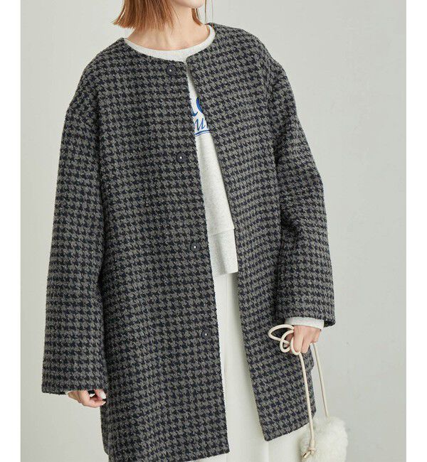 Rope&rsquo;Picnic「【WEB限定カラー:チェック】ハウンドトゥースツイードミディ丈Aラインコート」|その他|コンメイン