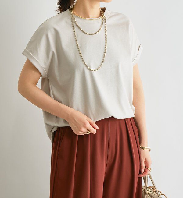  「《吸水速乾・UVカット・夏に快適》汗染み防止ターンバックT」|Tシャツ・カットソー|ホワイト