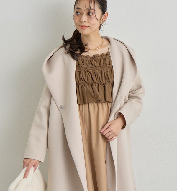  「《低身長サイズあり・大人の華やかさ◎》スクエア異素材シャーリングワンピ」|その他|