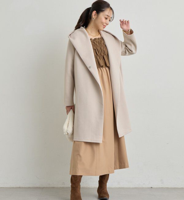  「《低身長サイズあり・大人の華やかさ◎》スクエア異素材シャーリングワンピ」|その他|