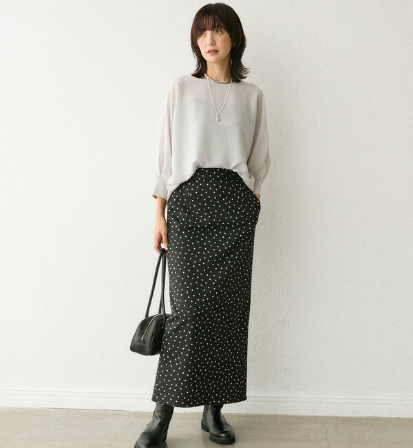  「【ストレッチ◎】ドットIラインタイトスカート」|スカート|
