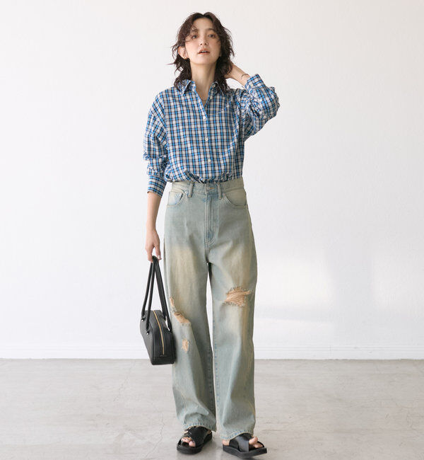  「【MONN.:.(モン)】ハイライズダメージDENIM」|デニム|