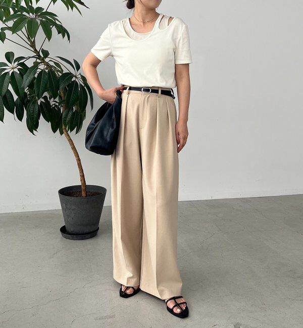  「【累計2万本突破！】【低身長・高身長サイズあり】2タックワイドパンツ」|チノ|