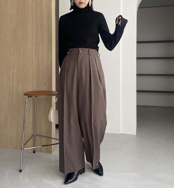  「【累計2万本突破！】【低身長・高身長サイズあり】2タックワイドパンツ」|チノ|