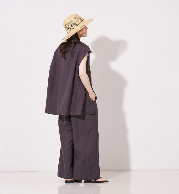 collex「【手洗い可】リネン混 イージークロス Vネックジレ」|ベスト・ジレ|