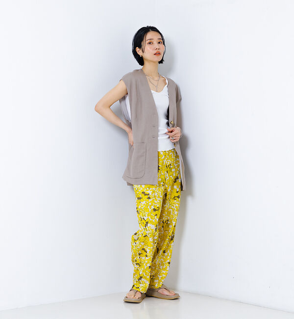 collex「【手洗い可】リネン混 イージークロス Vネックジレ」|ベスト・ジレ|