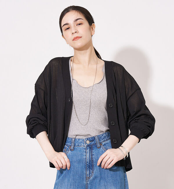 collex「Vネック ボックスシルエット シアーカーディガン」|カーディガン|