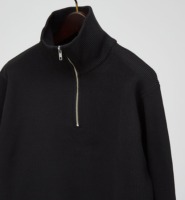 ABAHOUSE「【定番人気】12ゲージ 畦編み ハーフジップ ニット」|ニット・セーター|ブラック