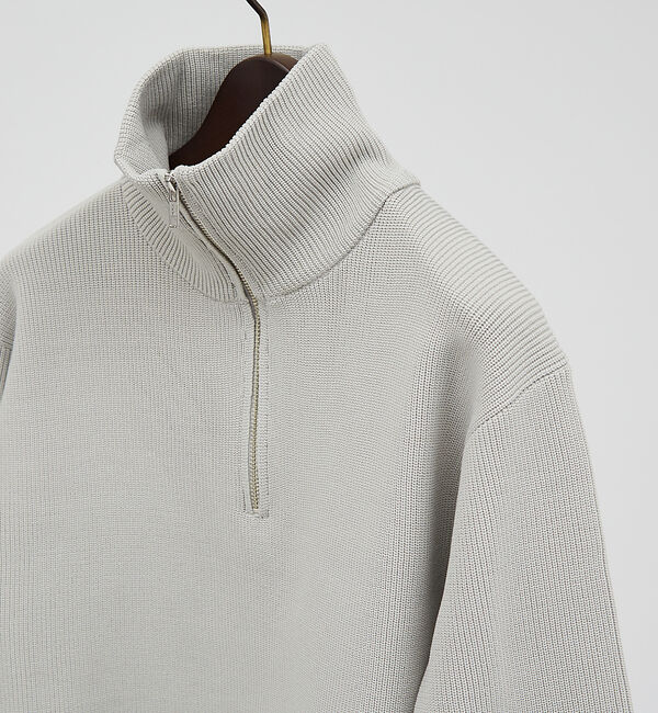 ABAHOUSE「【定番人気】12ゲージ 畦編み ハーフジップ ニット」|ニット・セーター|グレー