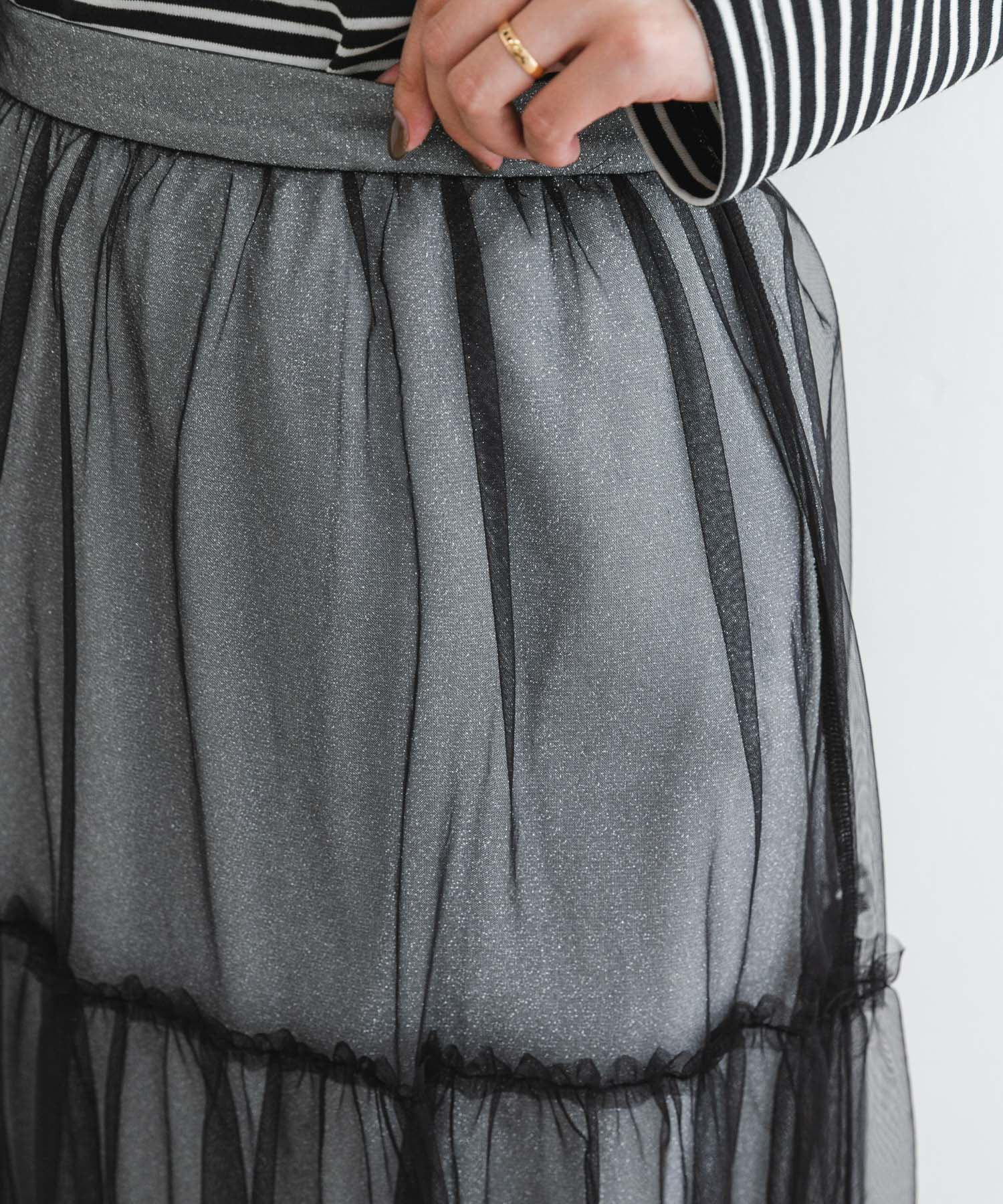 URBAN RESEARCH ROSSO「F by ROSSO　ラメチュールティアードスカート」|スカート|