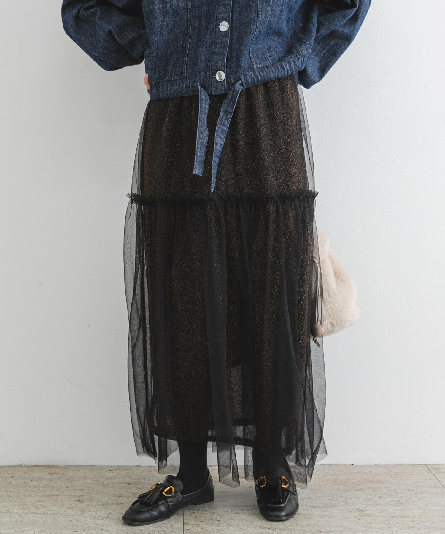 URBAN RESEARCH ROSSO「F by ROSSO　ラメチュールティアードスカート」|スカート|