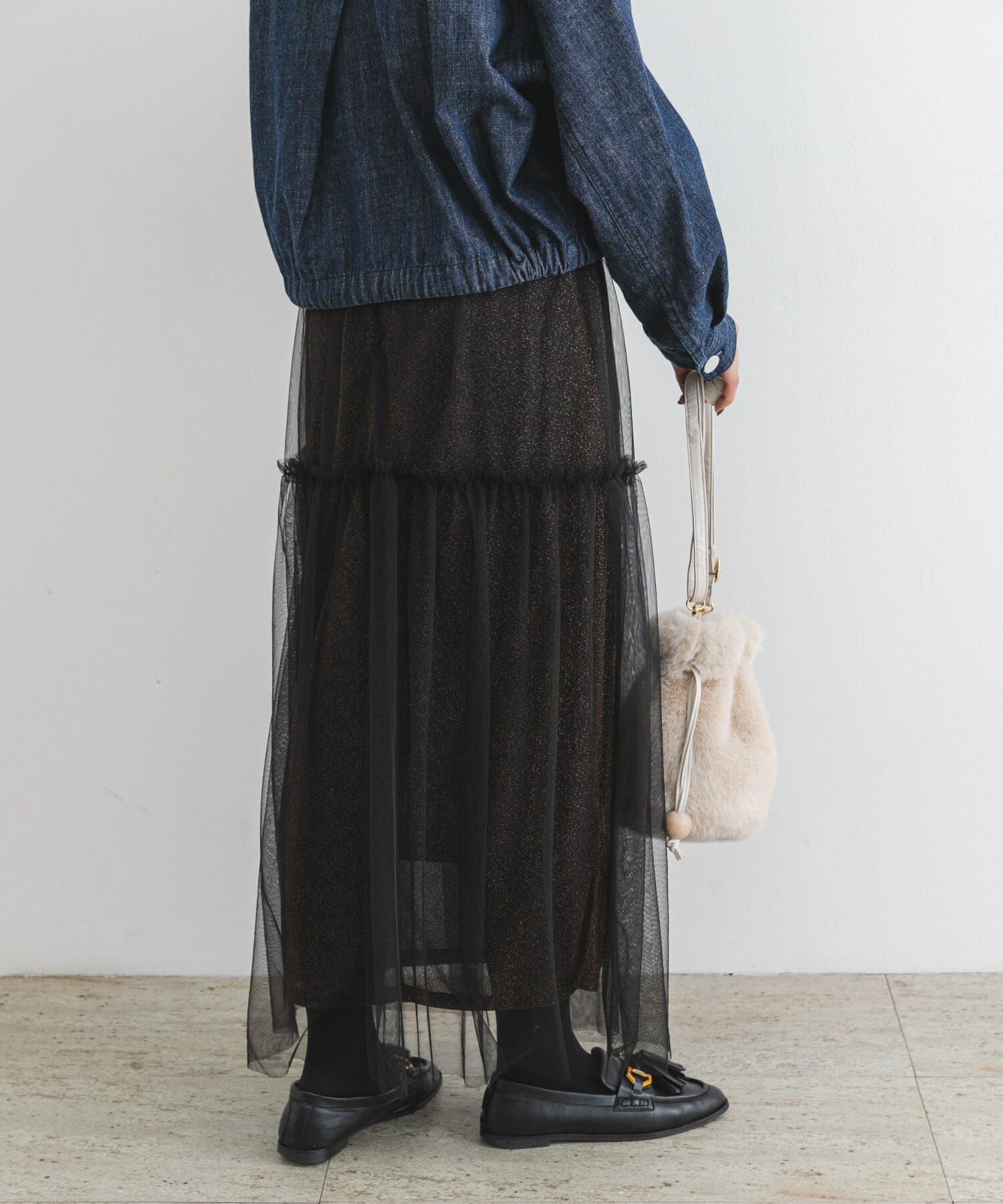 URBAN RESEARCH ROSSO「F by ROSSO　ラメチュールティアードスカート」|スカート|