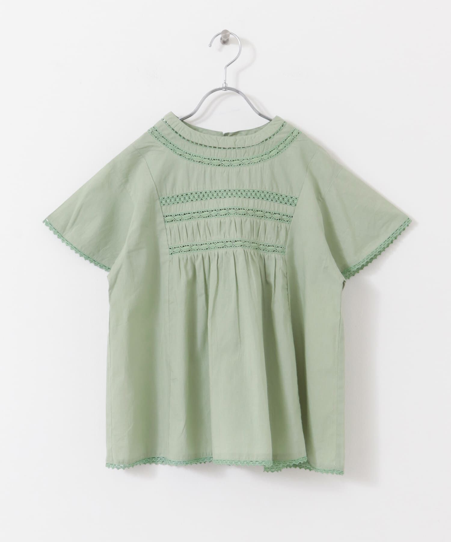 URBAN RESEARCH DOORS「『WEB/一部店舗限定』ハシゴレースシャーリングブラウス(KIDS)」|その他|グリーン系その他