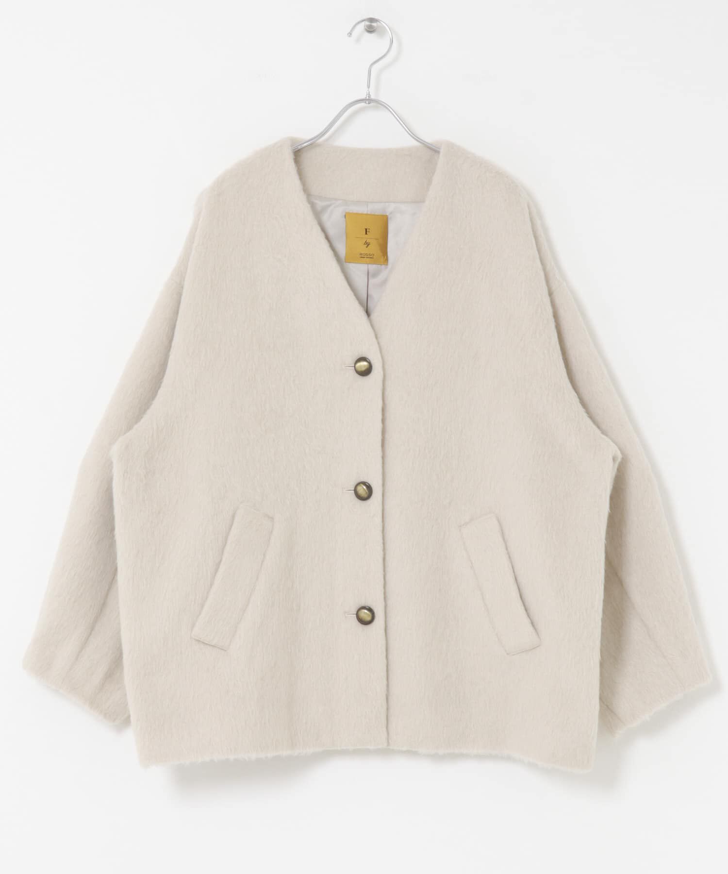 URBAN RESEARCH ROSSO「F by ROSSO　『UR TECH』シャギーノーカラーコート」|ノーカラージャケット|