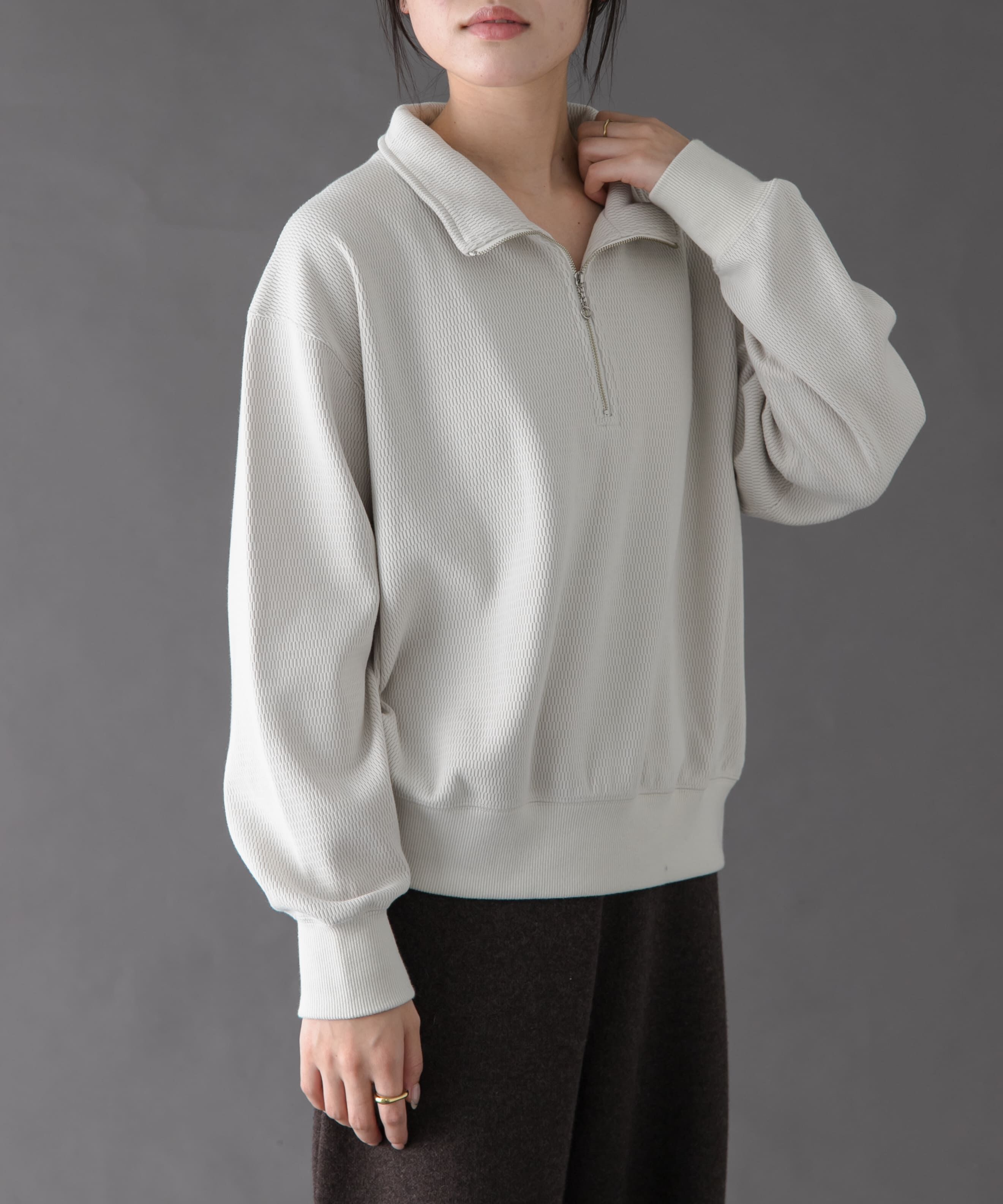 URBAN RESEARCH DOORS「FORK&SPOON　ハーフジップサーマルカットソー」|Tシャツ・カットソー|アイボリー